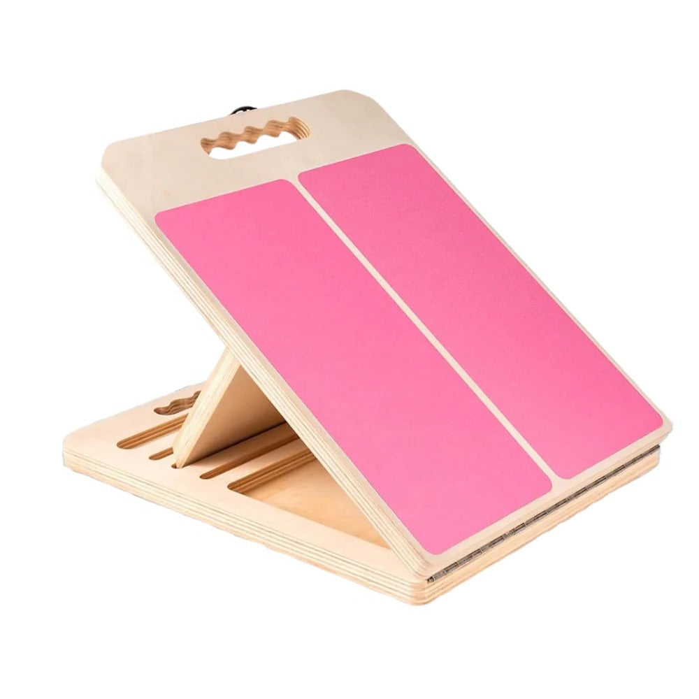 Tabla inclinada de madera ajustable de cinco niveles para estiramientos y ejercicio