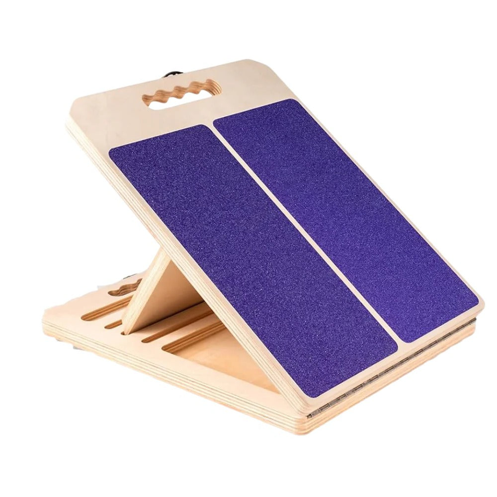 Tabla inclinada de madera ajustable de cinco niveles para estiramientos y ejercicio