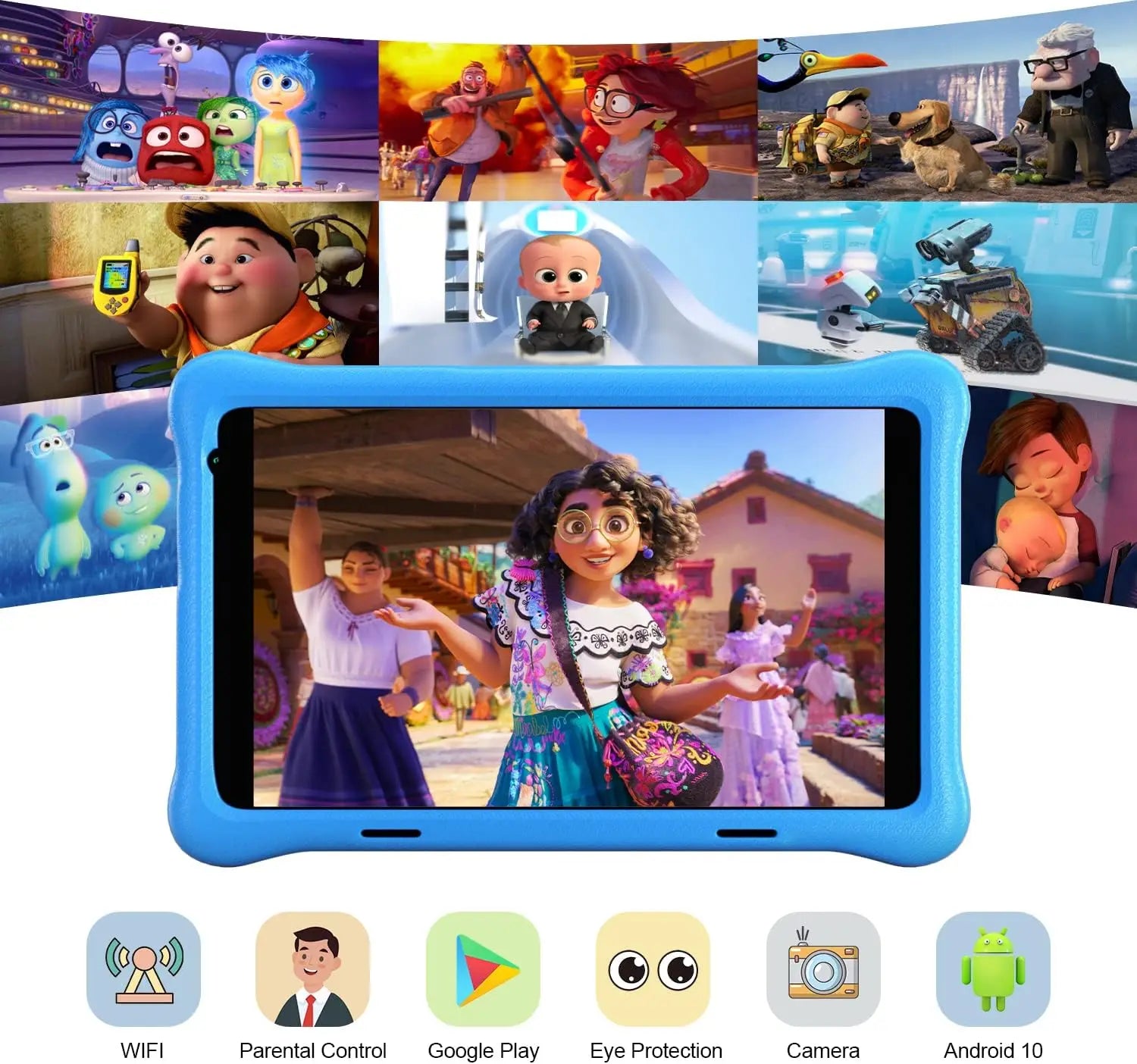 Tablet infantil de aprendizaje de 8 pulgadas con control parental y protección ocular