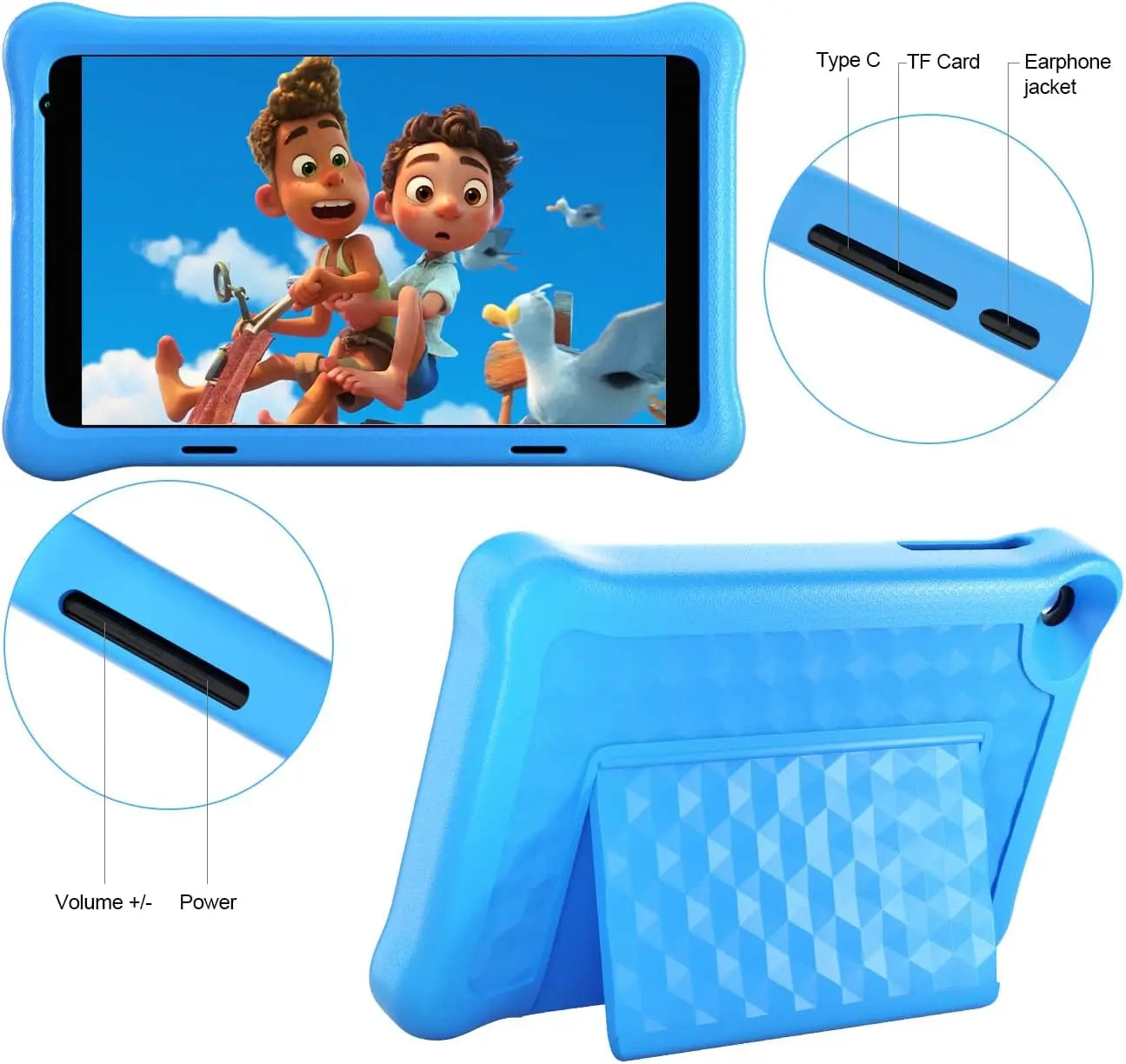 Tablet infantil de aprendizaje de 8 pulgadas con control parental y protección ocular