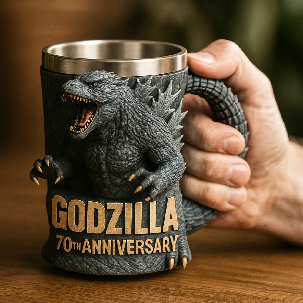 Taza de café con figura de monstruo 3D esculpida en cerámica