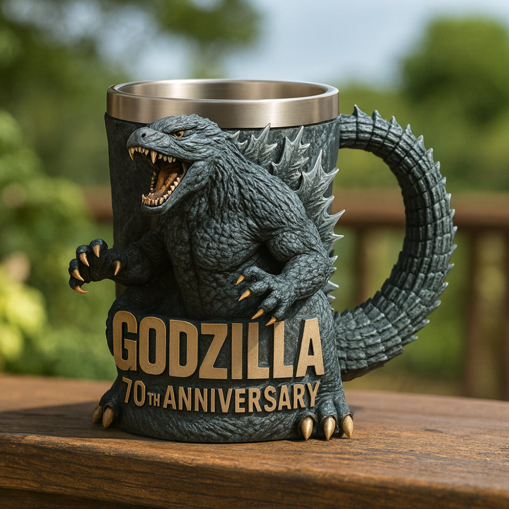 Taza de café con figura de monstruo 3D esculpida en cerámica