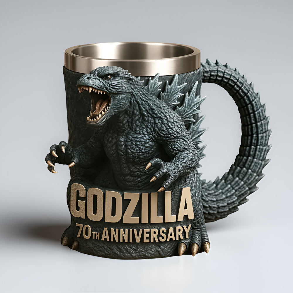 Taza de café con figura de monstruo 3D esculpida en cerámica