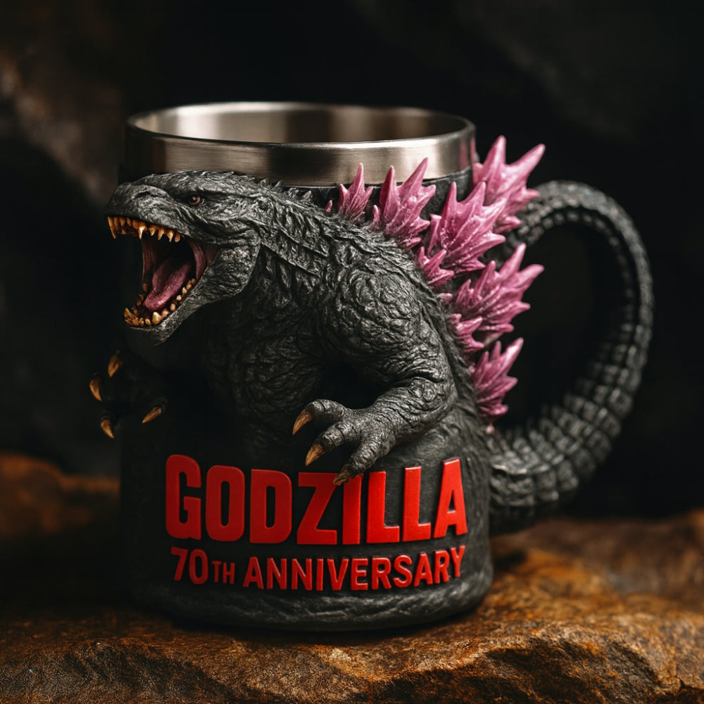 Taza de café con figura de monstruo 3D esculpida en cerámica