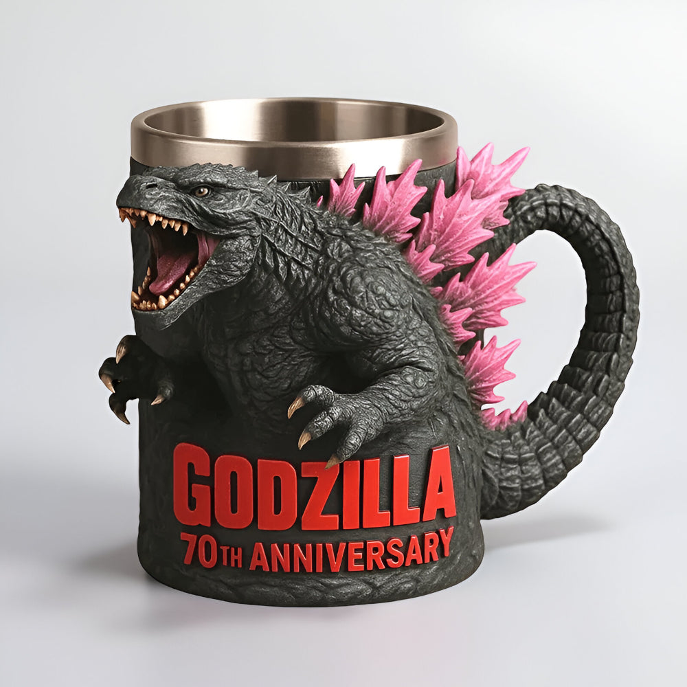 Taza de café con figura de monstruo 3D esculpida en cerámica
