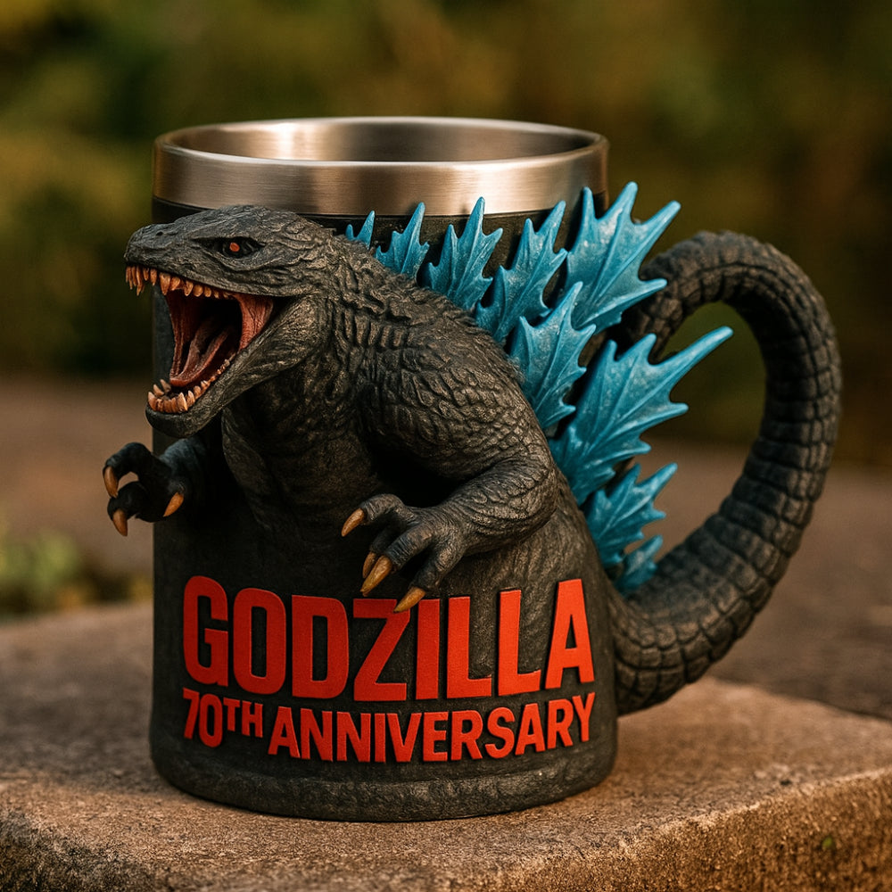 Taza de café con figura de monstruo 3D esculpida en cerámica