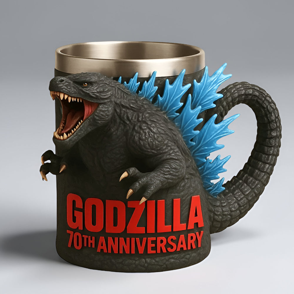 Taza de café con figura de monstruo 3D esculpida en cerámica
