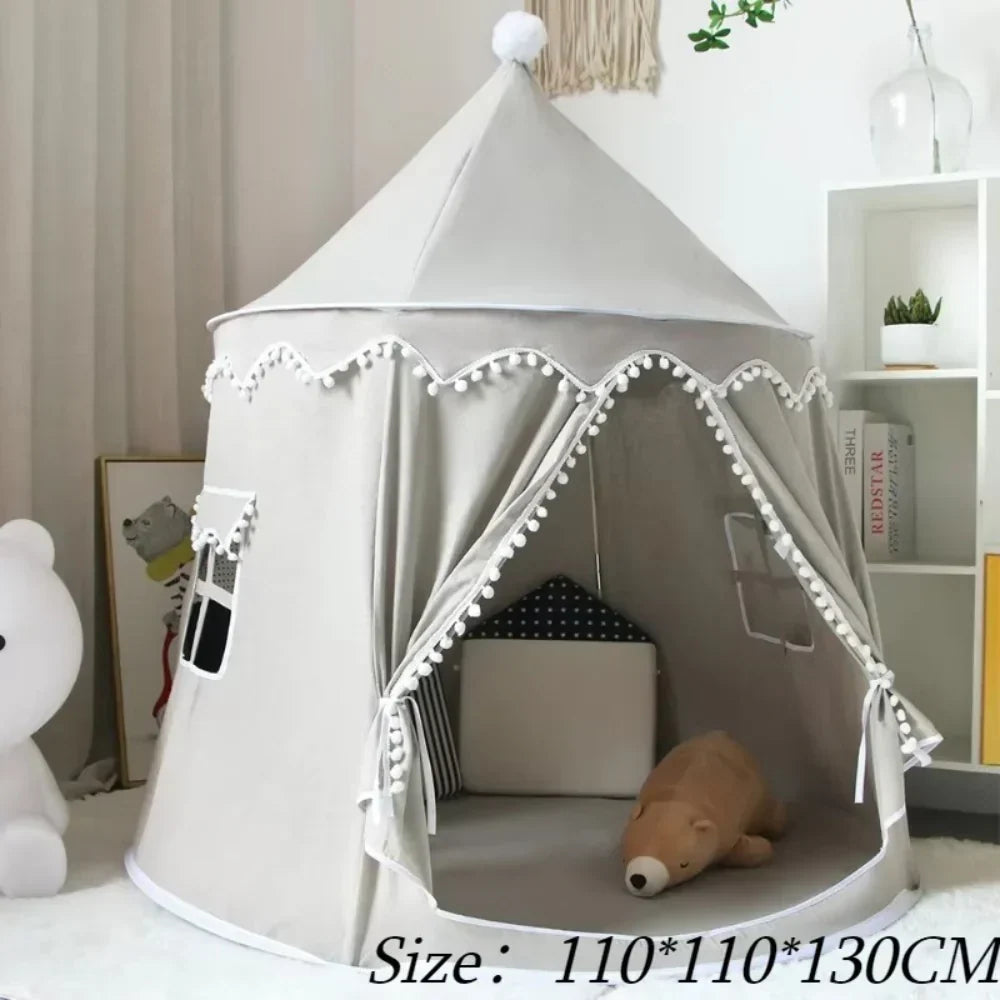 Tipi de juego de lona para niños, 100 % algodón, postes de pino, espacioso