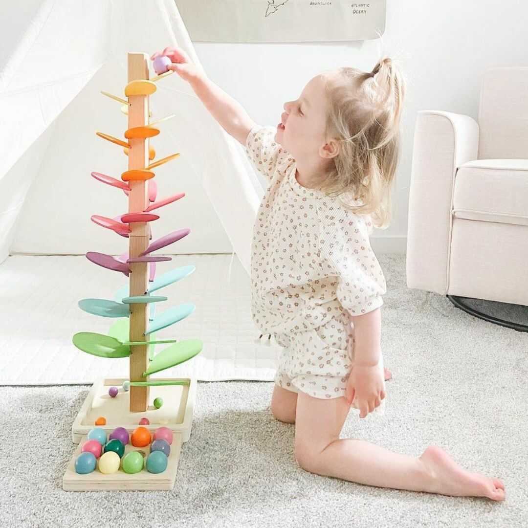 Torre de sonido arcoíris de madera | Set de juego sensorial educativo
