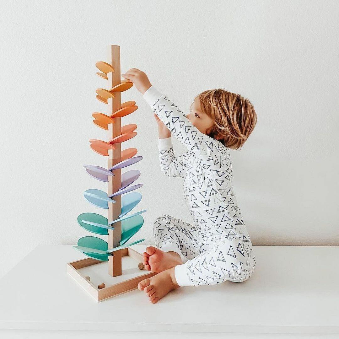 Torre de sonido arcoíris de madera | Set de juego sensorial educativo