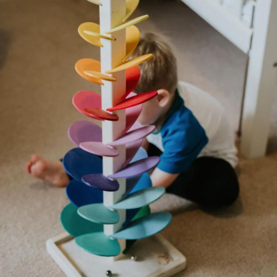 Torre de sonido arcoíris de madera | Set de juego sensorial educativo