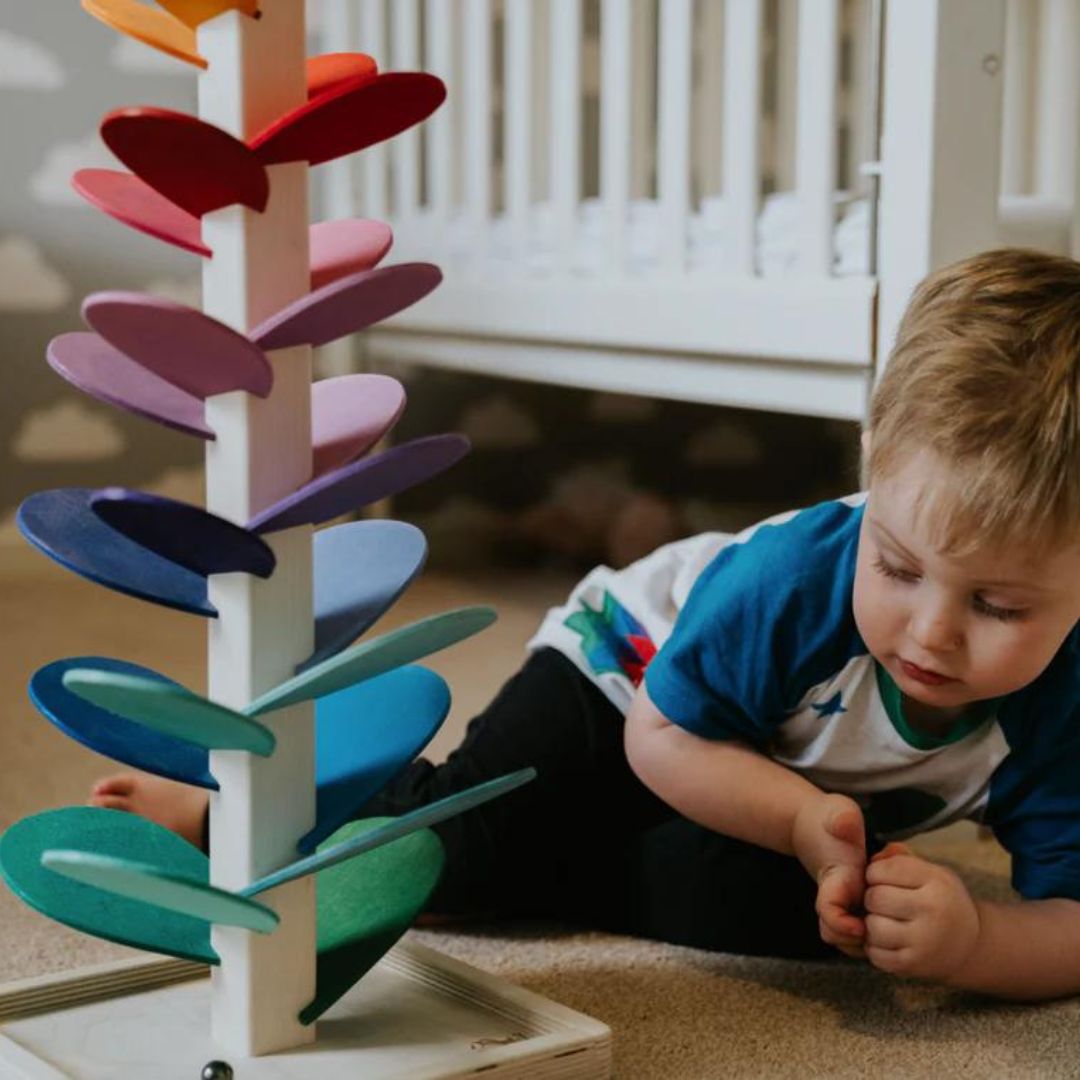 Torre de sonido arcoíris de madera | Set de juego sensorial educativo