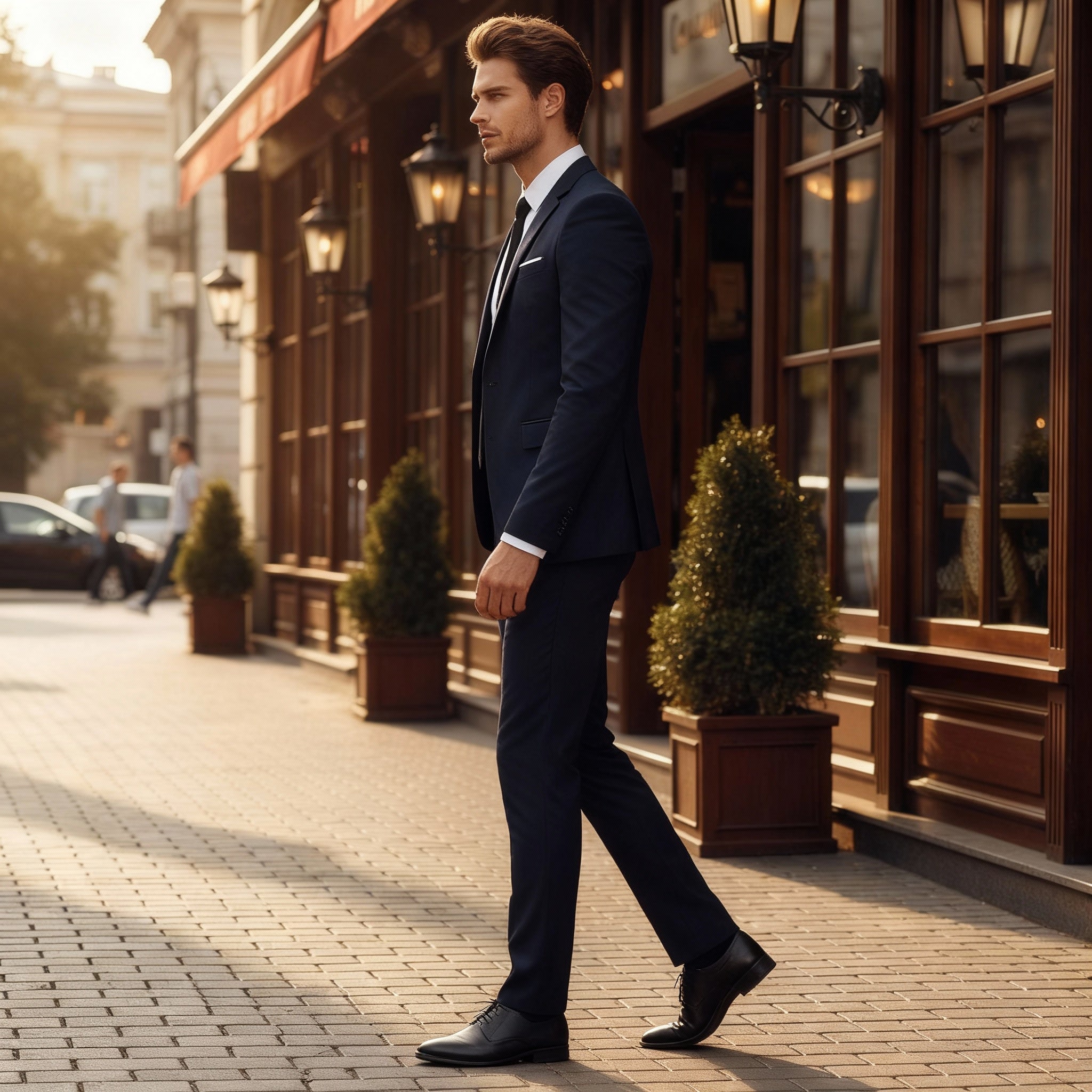 Traje de negocios entallado refinado