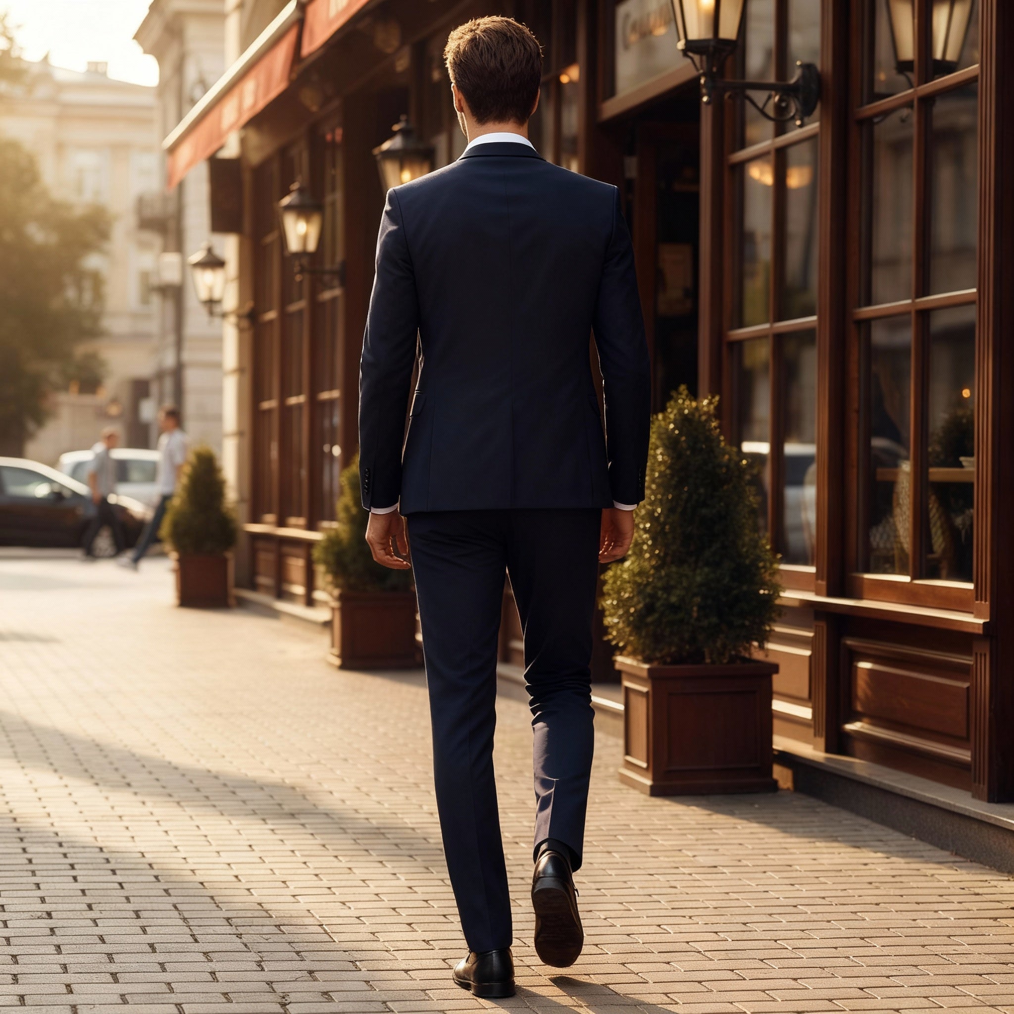 Traje de negocios entallado refinado