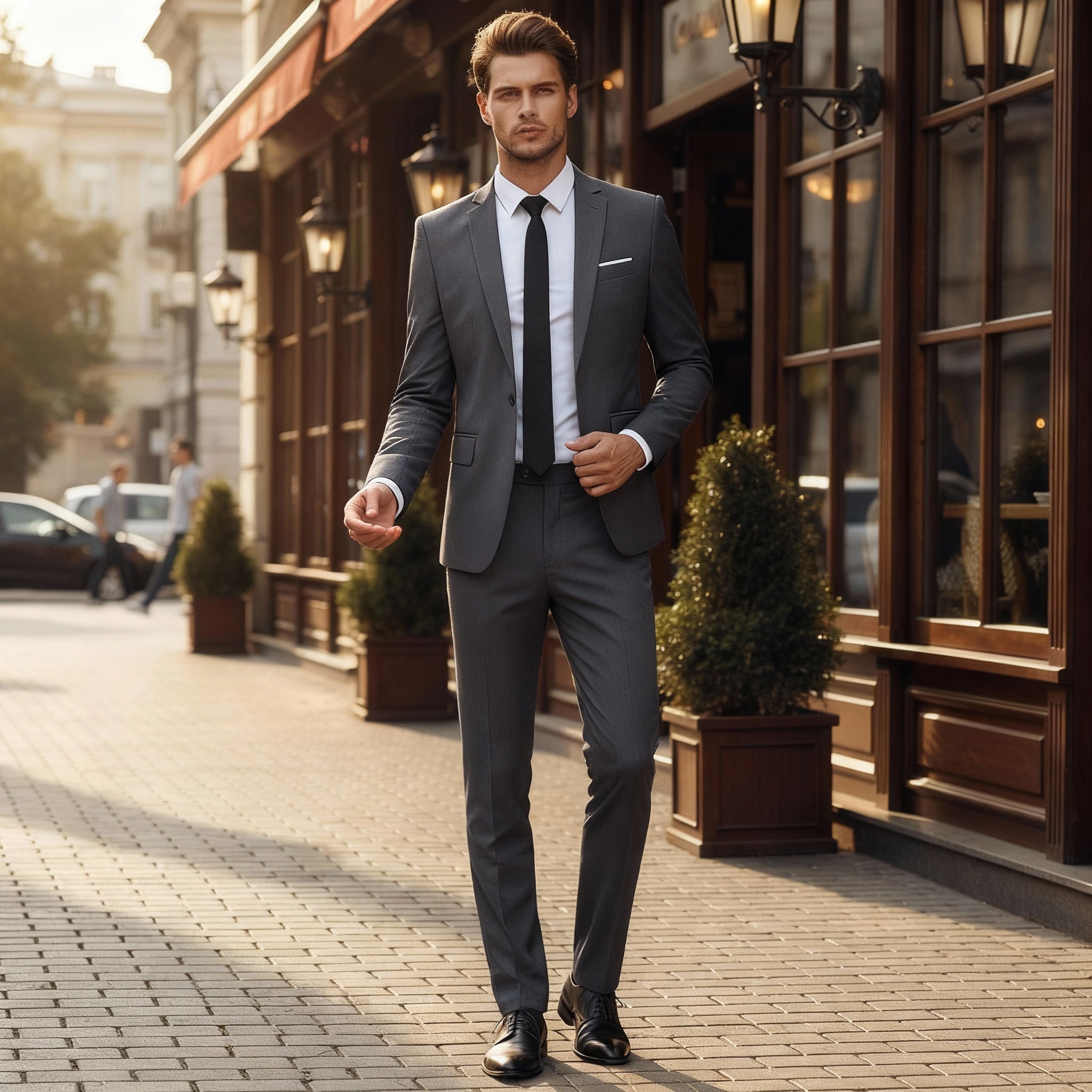 Traje de negocios entallado refinado