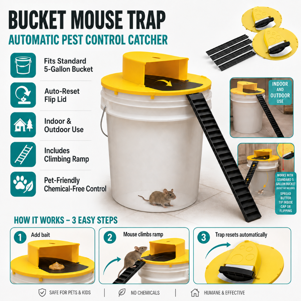 Trampa para ratones de cubo automática para control de plagas