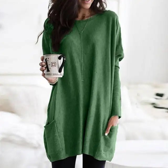 Túnica oversize de mujer con bolsillos y manga larga