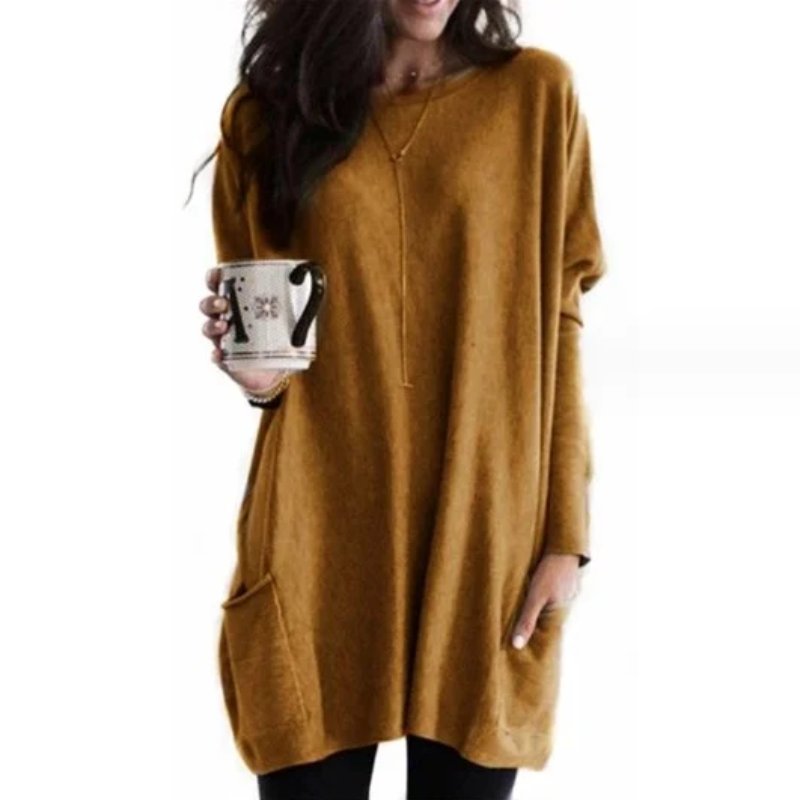 Túnica oversize de mujer con bolsillos y manga larga