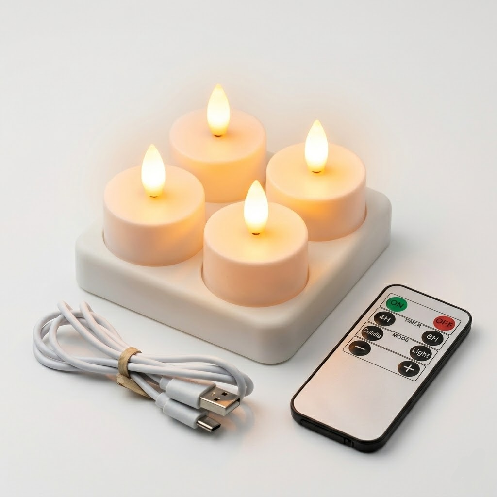 Velas LED recargables sin llama con mando a distancia y temporizador
