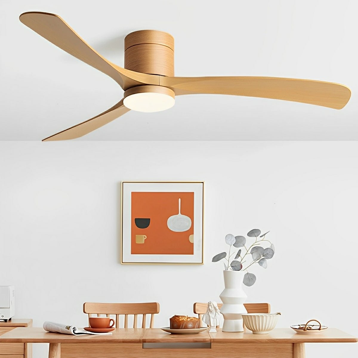 Ventilador de techo con luz LED integrada y aspas radiales planas