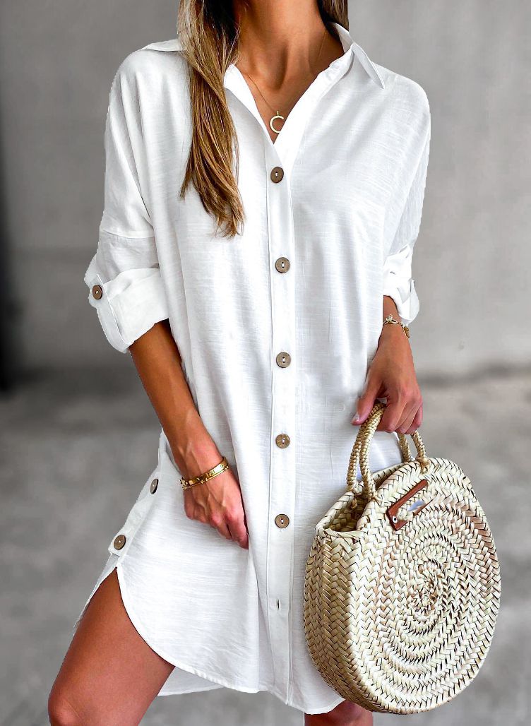 Vestido camisero casual con botones para mujer