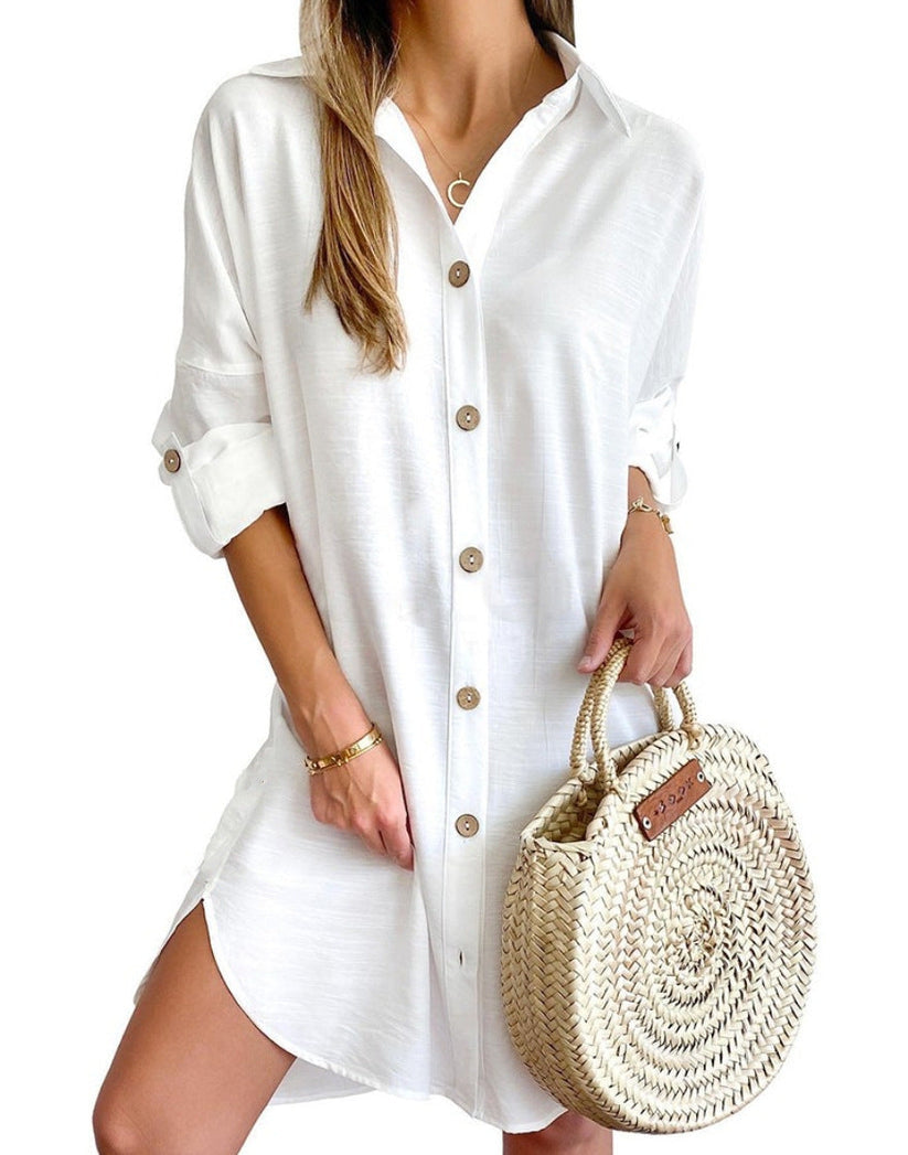 Vestido camisero casual con botones para mujer