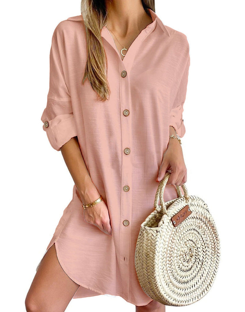 Vestido camisero casual con botones para mujer