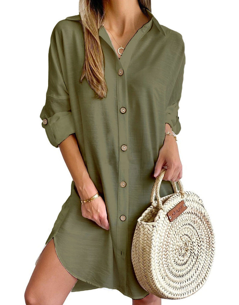 Vestido camisero casual con botones para mujer