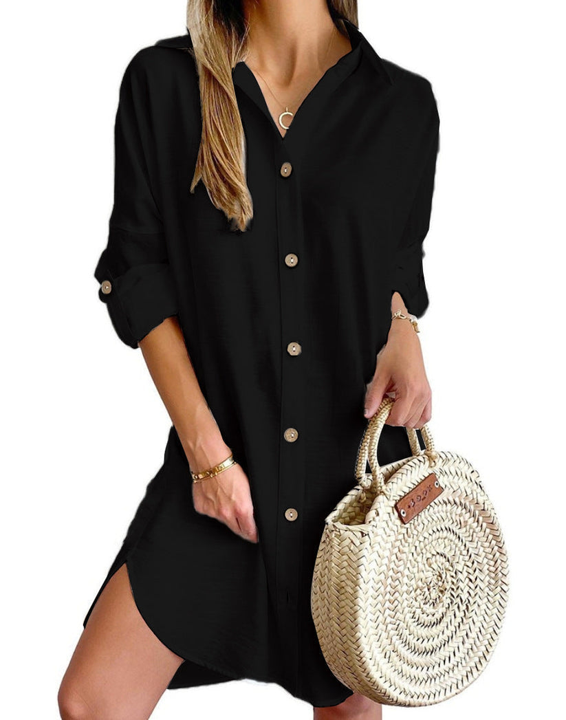 Vestido camisero casual con botones para mujer