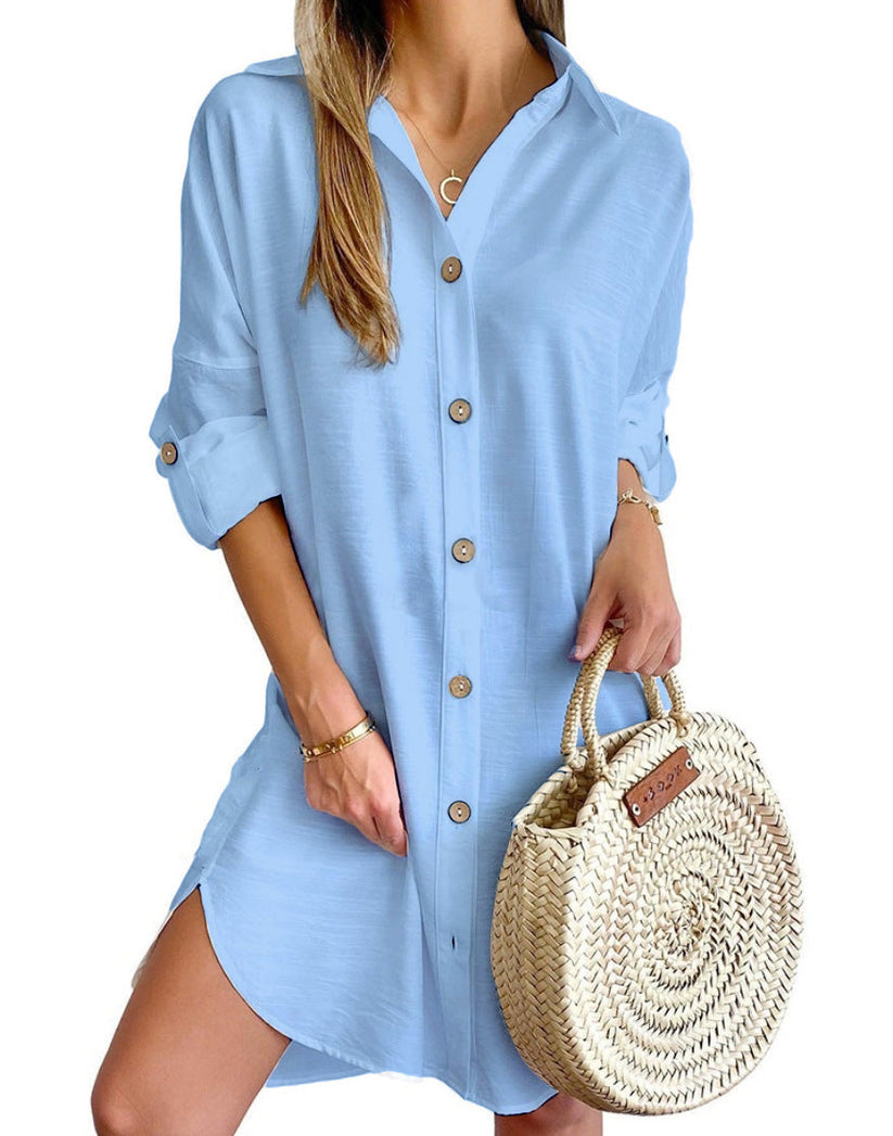 Vestido camisero casual con botones para mujer