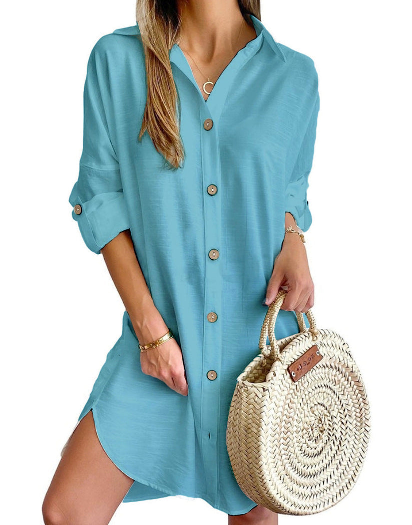 Vestido camisero casual con botones para mujer