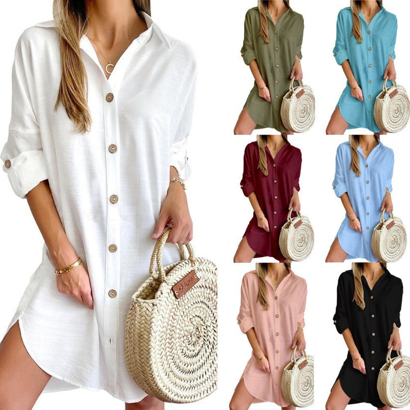 Vestido camisero casual con botones para mujer
