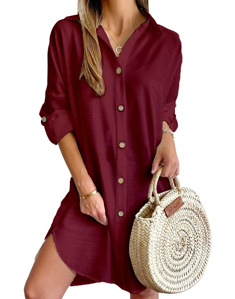 Vestido camisero casual con botones para mujer