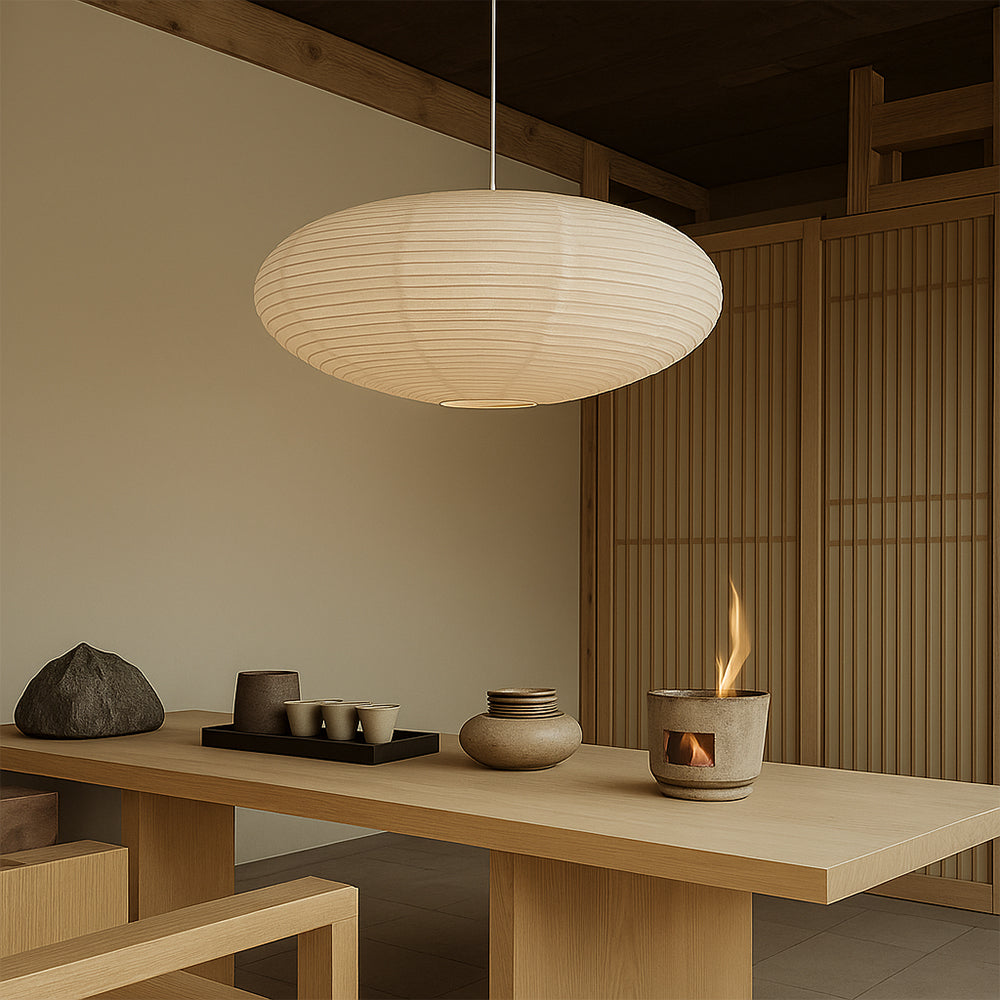 Wysalune | Lámpara colgante de papel de algodón japonés wabi-sabi