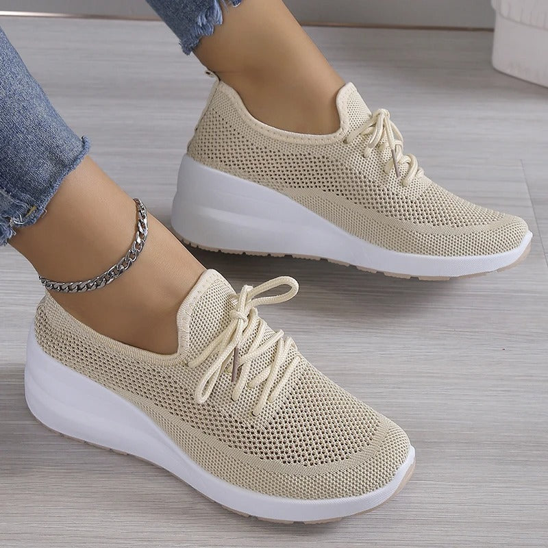Zapatillas deportivas de cuña con plataforma elevada para mujer