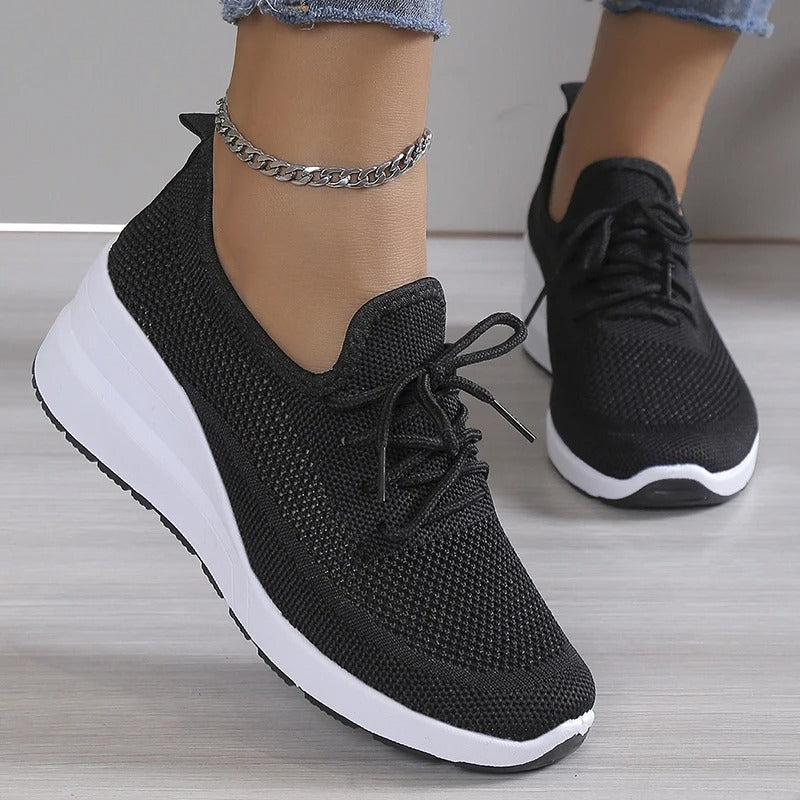 Zapatillas deportivas de cuña con plataforma elevada para mujer