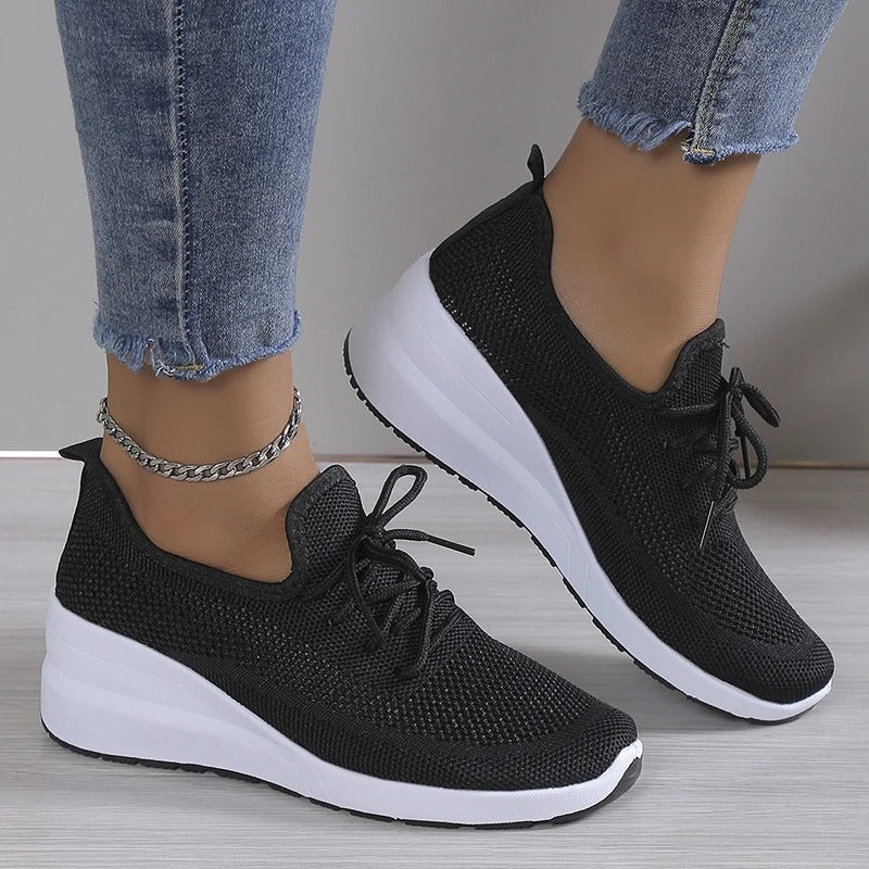 Zapatillas deportivas de cuña con plataforma elevada para mujer