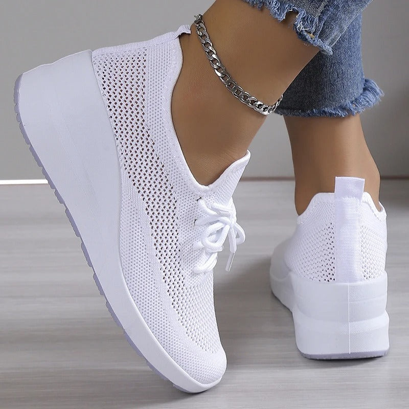 Zapatillas deportivas de cuña con plataforma elevada para mujer