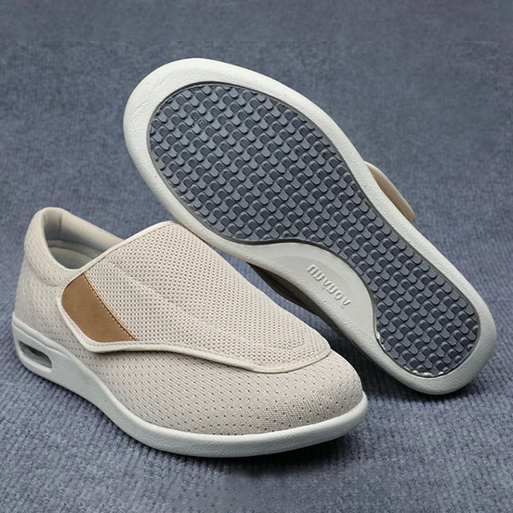 Zapatos anchos para pies hinchados con correas ajustables y plantillas extraíbles de espuma viscoelástica
