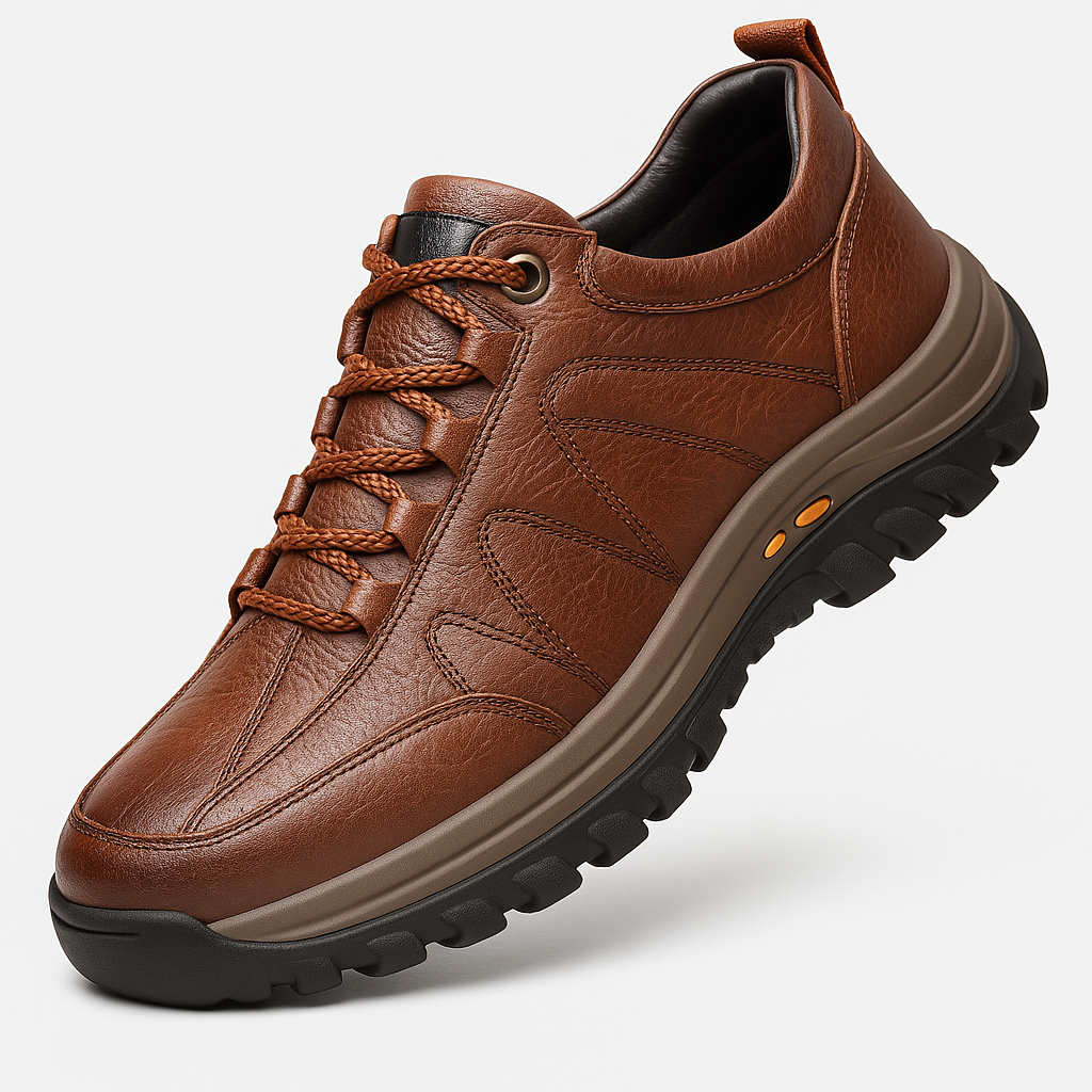 Zapatos de piel para caminar con soporte de arco acolchado para hombre