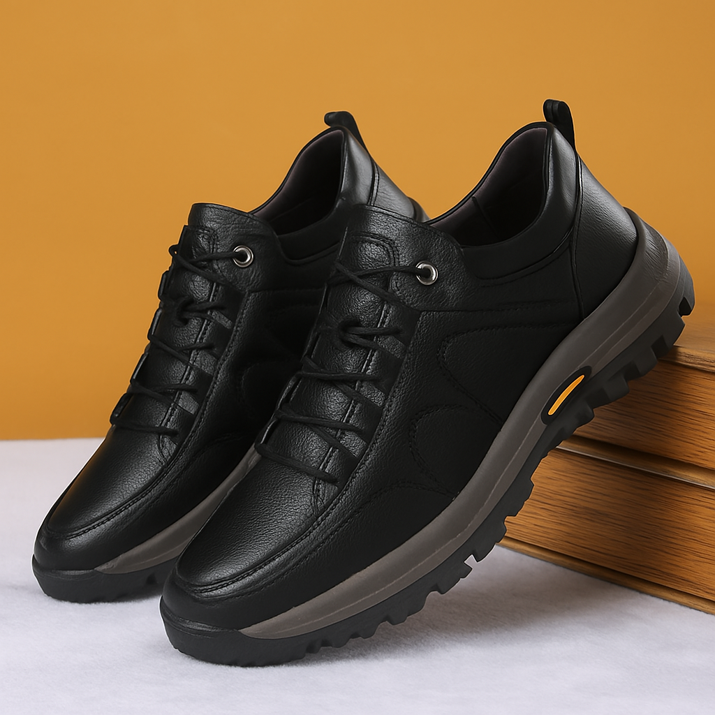 Zapatos de piel para caminar con soporte de arco acolchado para hombre