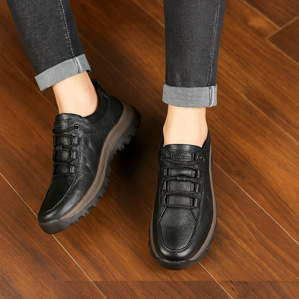 Zapatos de piel para caminar con soporte de arco acolchado para hombre