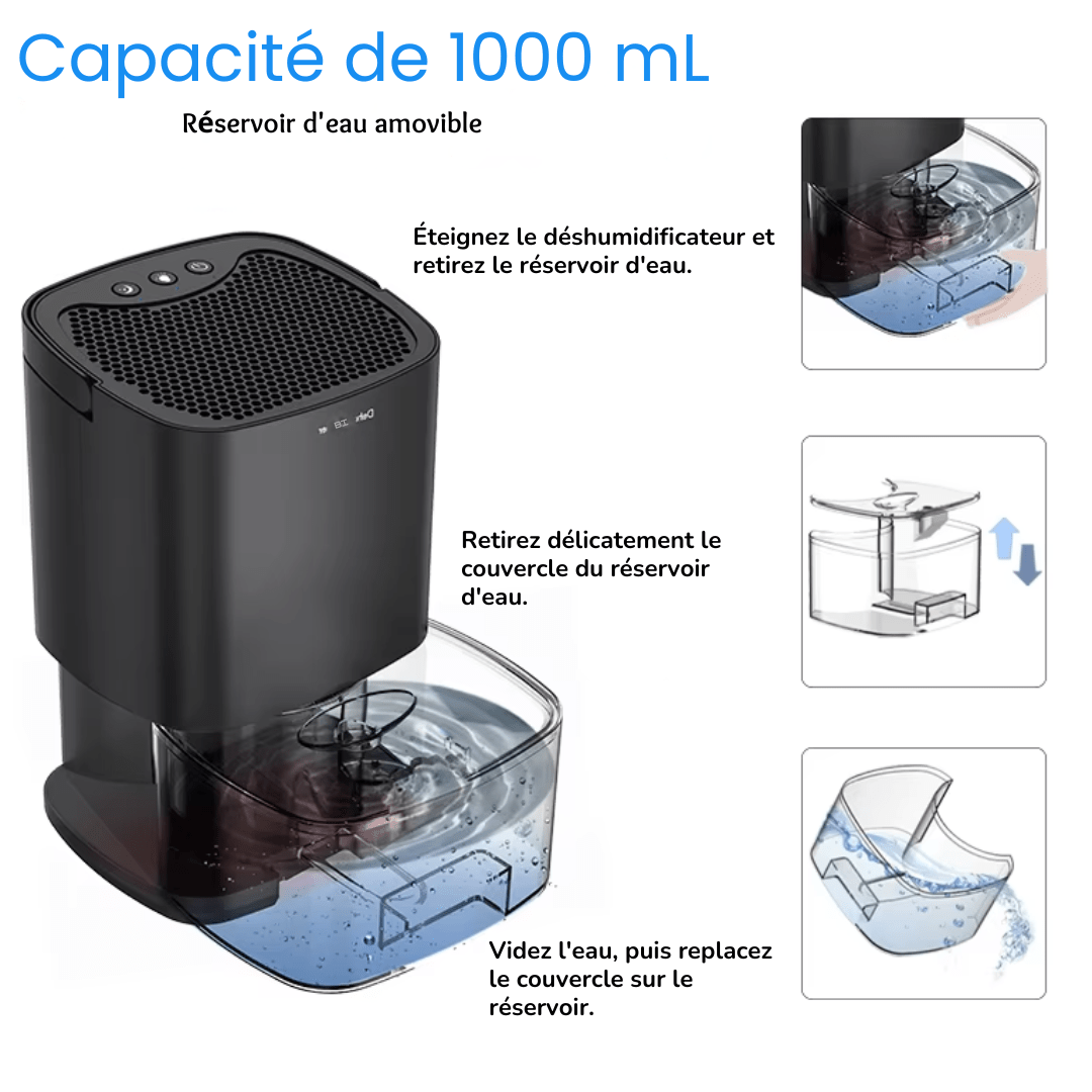 Deshumidificador de aire 1000 mL – Absorbedor de humedad eficaz, profesional y silencioso.