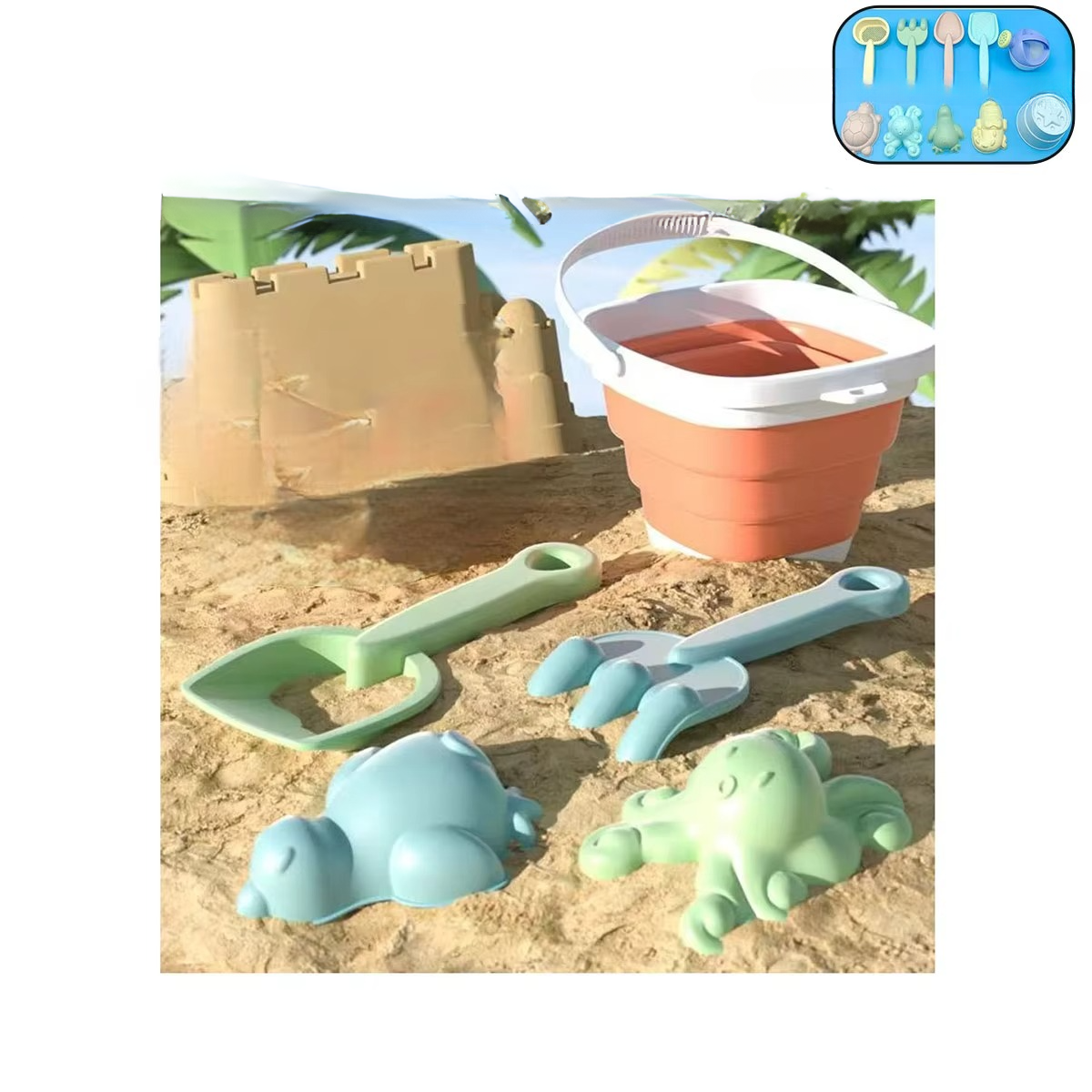 Kit de juego con arena y agua para niños | Set con accesorios plegables
