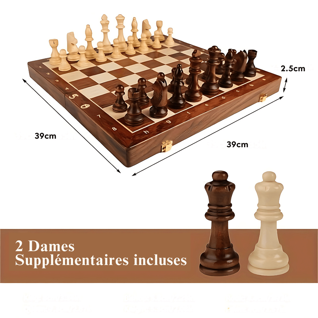Juego de Ajedrez de Madera Maciza Premium – Tablero de Ajedrez Plegable
