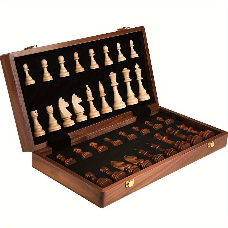 Juego de Ajedrez de Madera Maciza Premium – Tablero de Ajedrez Plegable