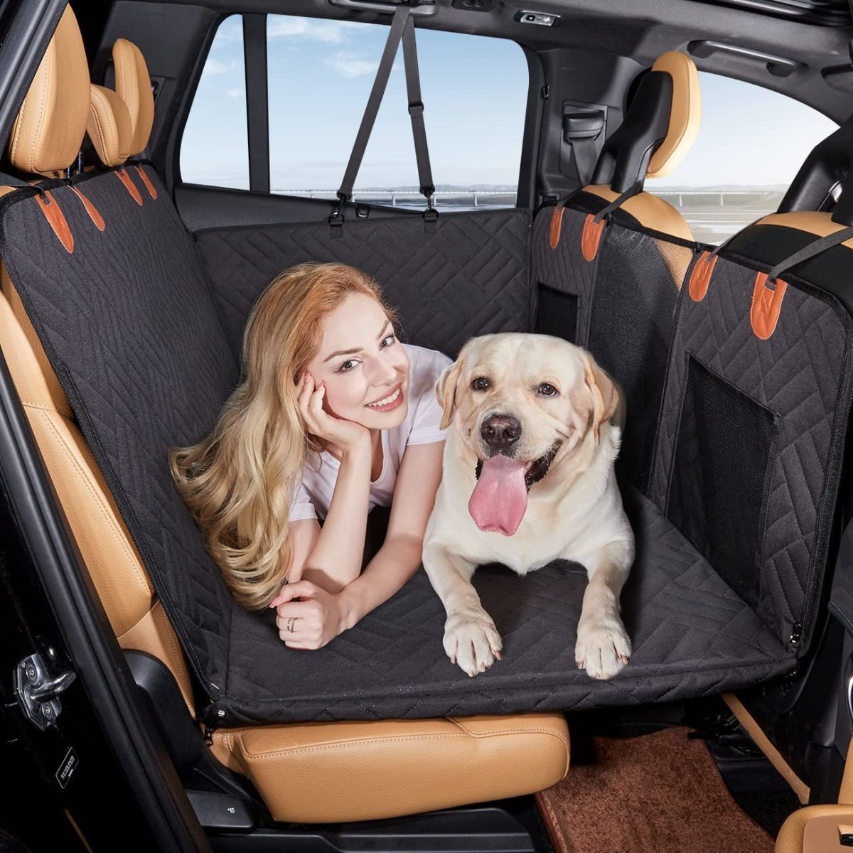 Extension de asiento de coche con base dura para perros