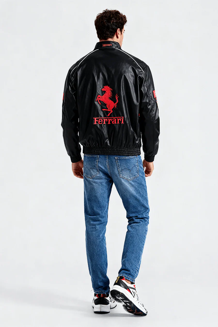 Chaqueta de cuero Ferrari Vintage de carreras – Unisex – Retro (oversize)