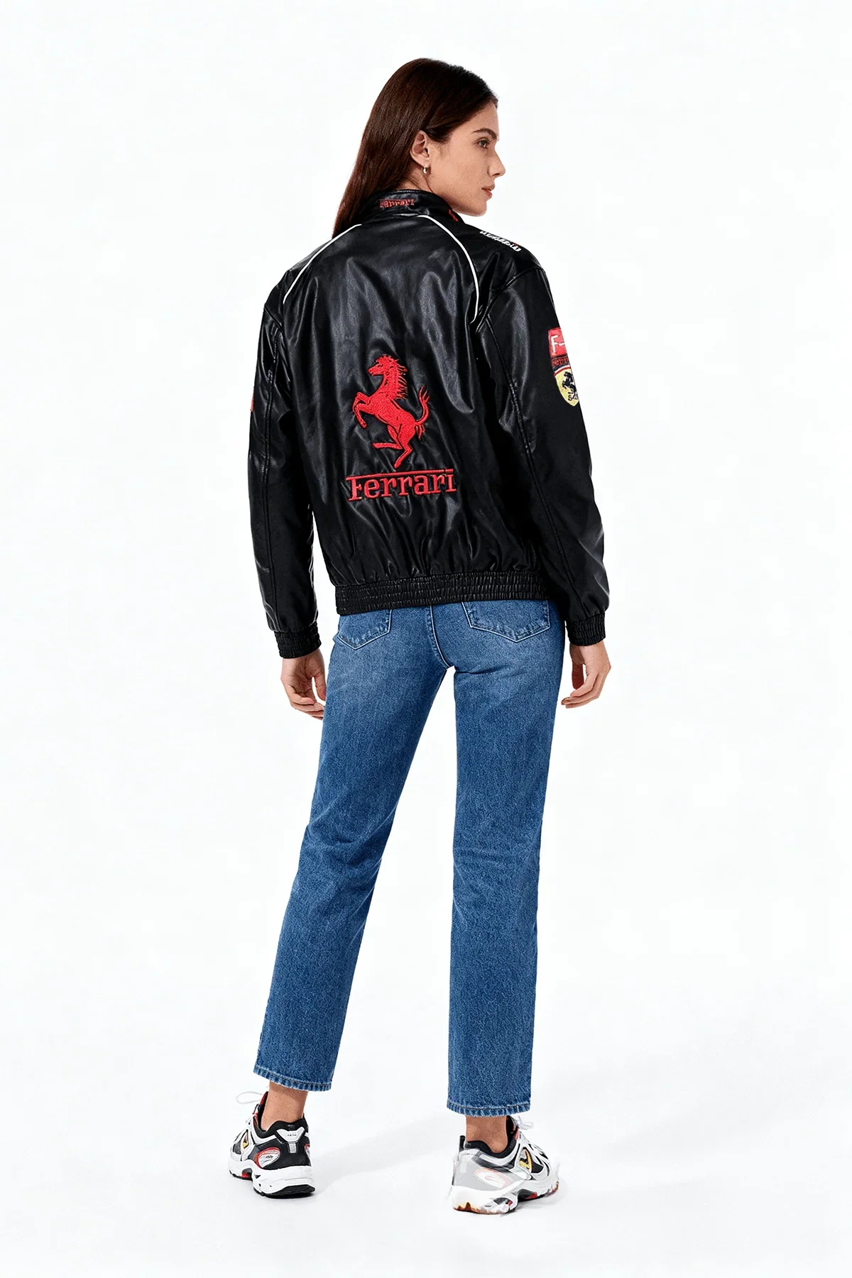 Chaqueta de cuero Ferrari Vintage de carreras – Unisex – Retro (oversize)
