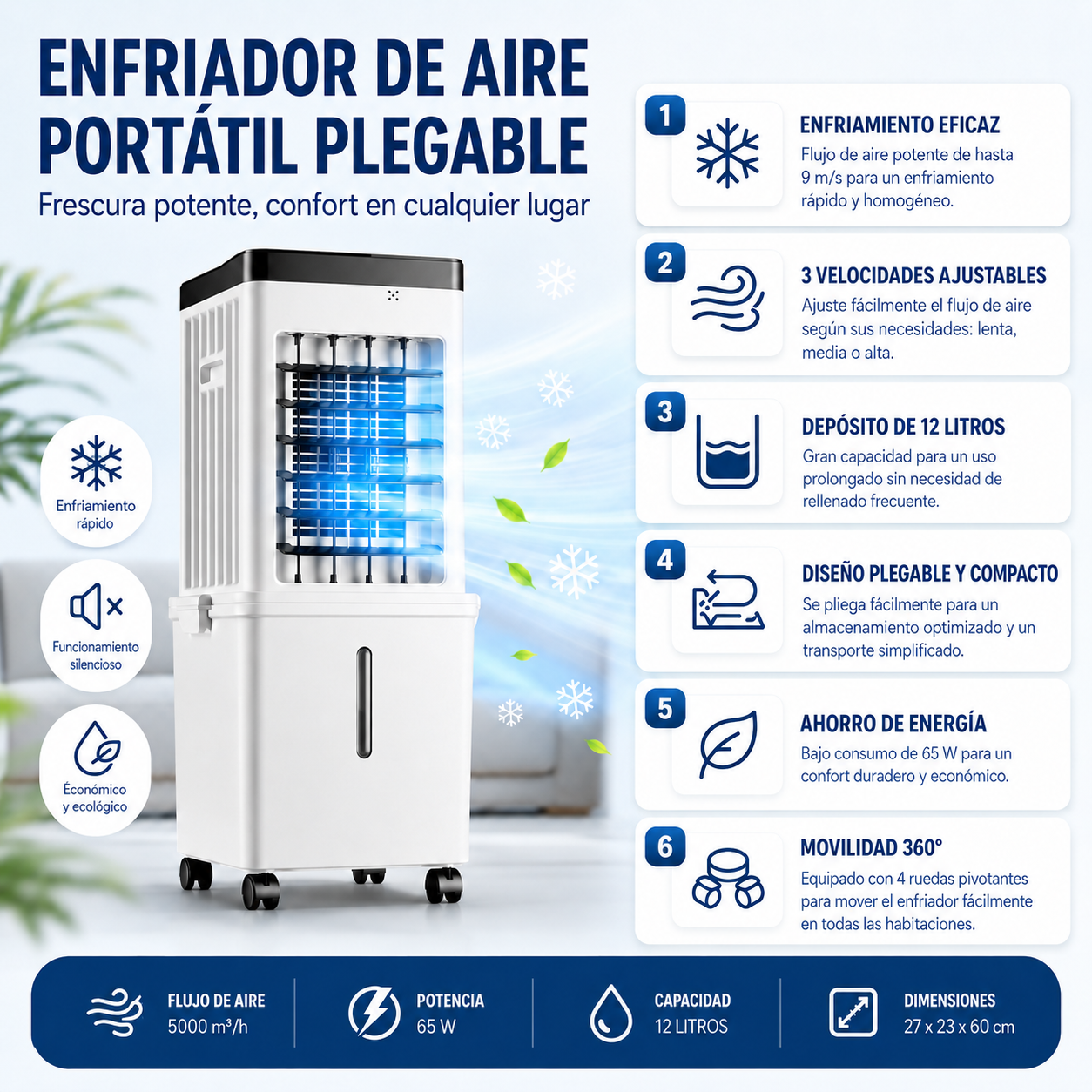 Enfriador de aire portátil con control remoto